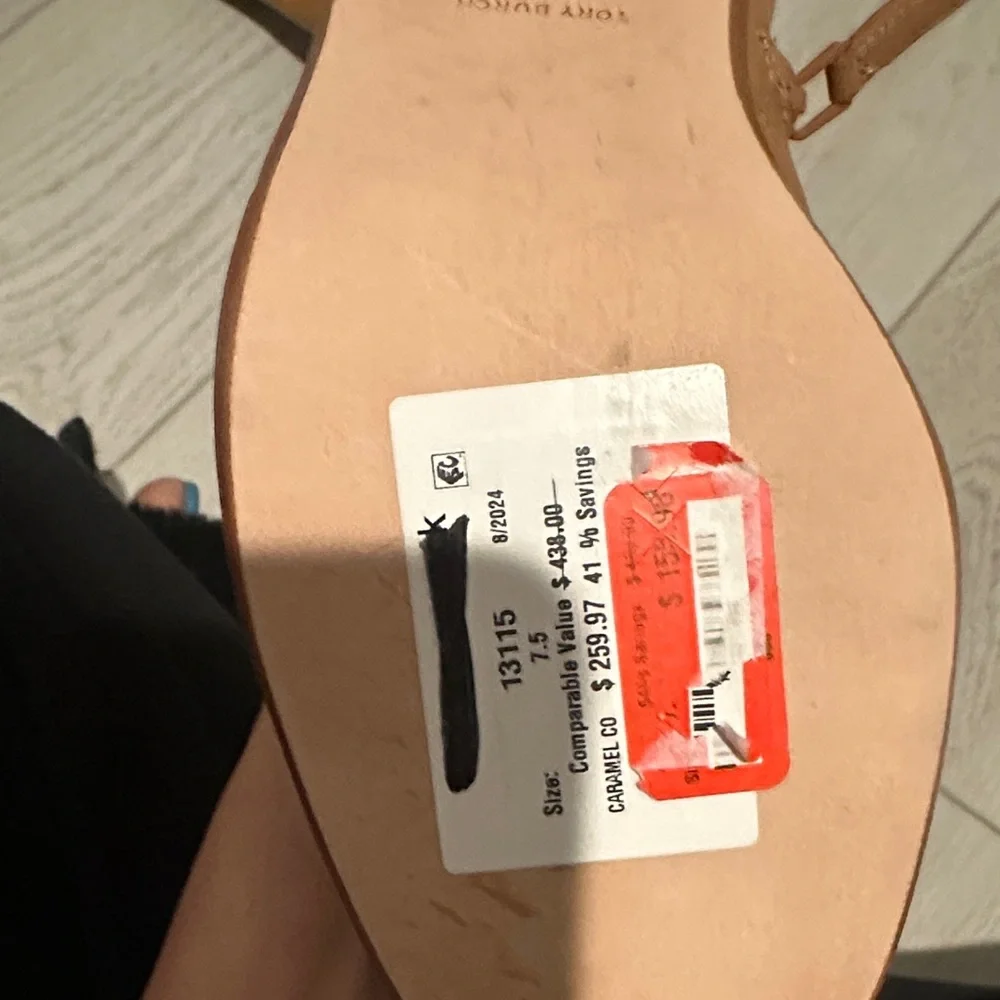 Tory Burch Tan Leather Block Heel Ankle Boots. Never worn.